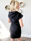 Casually Chic Hooded Short Sleeve Dress in Black