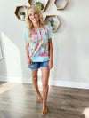 Something to Celebrate Floral Top in Aqua