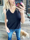 A Classic Sleeveless Knit Top in Black