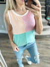 Make It Count Pinstripe Color Block Tank
