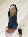 Very G Broken Promises Tooled Wedge Sandals in Black