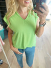 Take The Risk Hooded Muscle Tank Top in Jade Lime