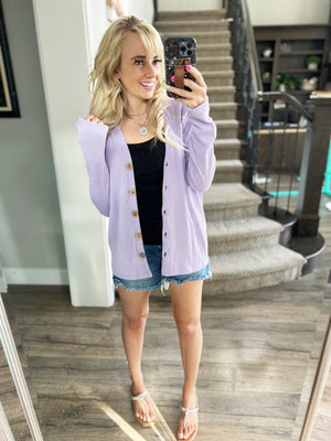 Forever Love Long Sleeve Solid Knit Cardigan in Lilac