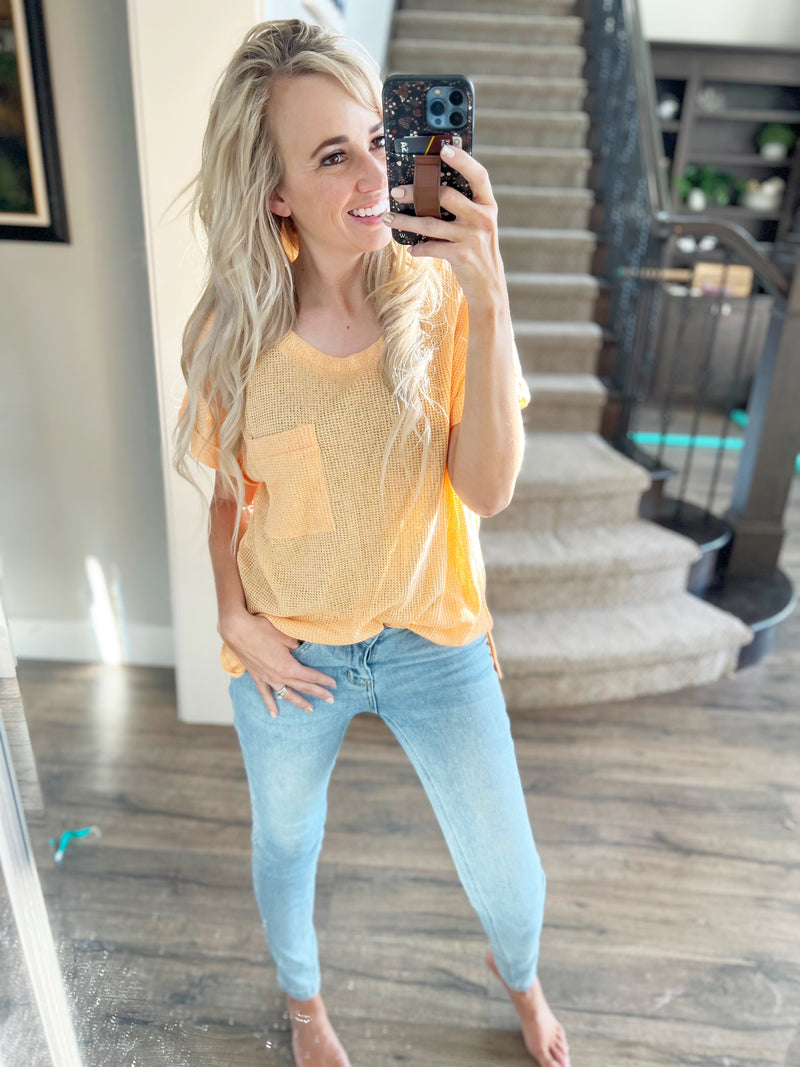 Middle Child Sweater Knit Short Sleeve Top (Multiple Colors)