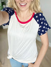 **Deal of the Day** Proud To Be Solid and Star Print Top