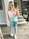 Make It Count Pinstripe Color Block Tank