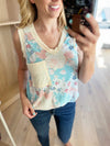 Welcome Home Floral Tank In Mint Cream