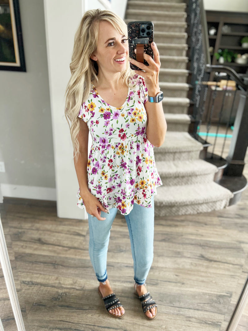 Just Wanna Tell You How I'm Feelin' Floral Babydoll in Off-White