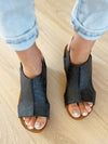 Very G Broken Promises Tooled Wedge Sandals in Black