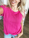 Coming Home To You Twist Knit Short Sleeve in Fuchsia