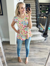 Glamping Floral Ruffle Cap Sleeve Blouse in Yellow