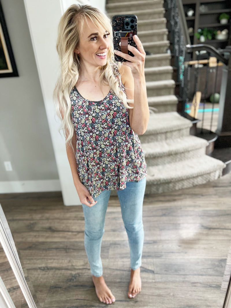 Temperatures Rising Black Floral Print Tank