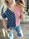 Party Starter American Flag Puff Sleeve Top