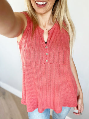 Time to Calm Down Tank Top in Coral