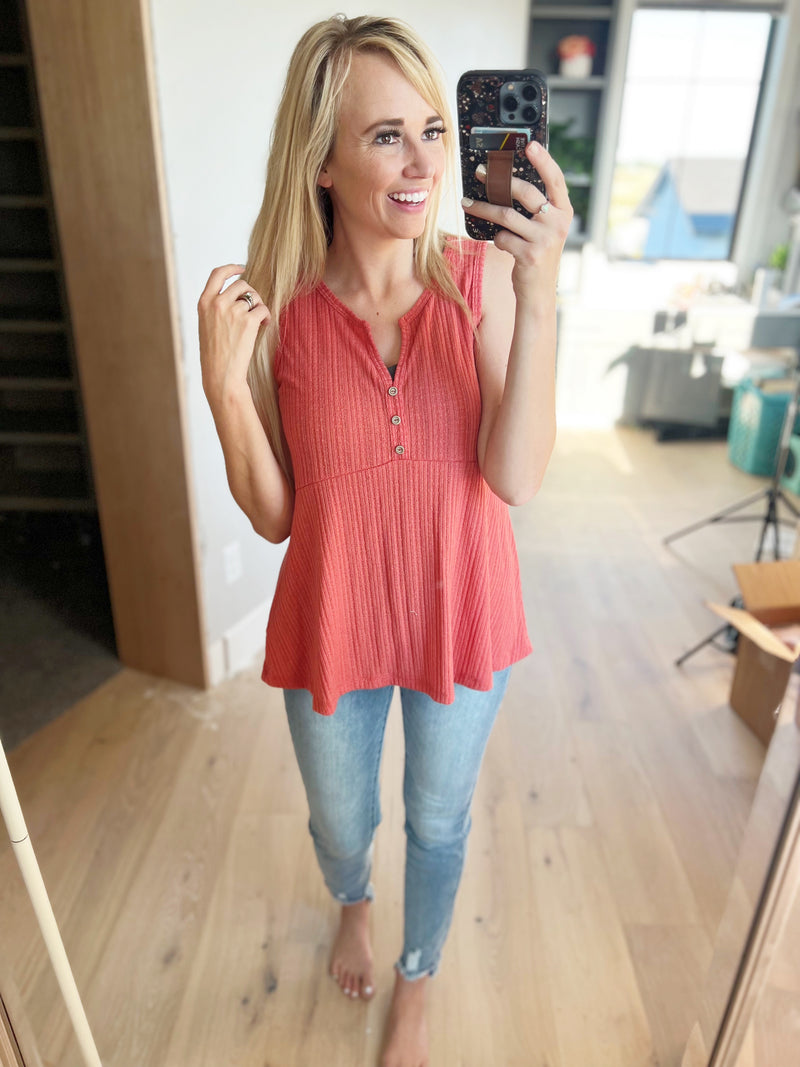 Time to Calm Down Tank Top in Coral