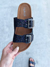 Another Thing Sandals in Black Sparkle