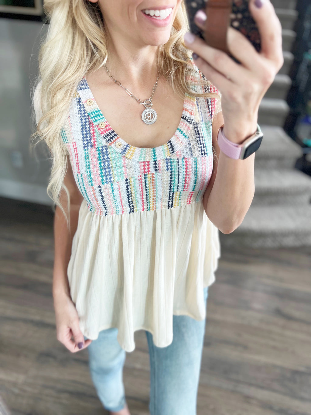 On the Road Multi-Color Vertical Stripe Patchwork Knit Top