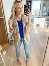 Break Free Oversized Print Cardigan in Yellow