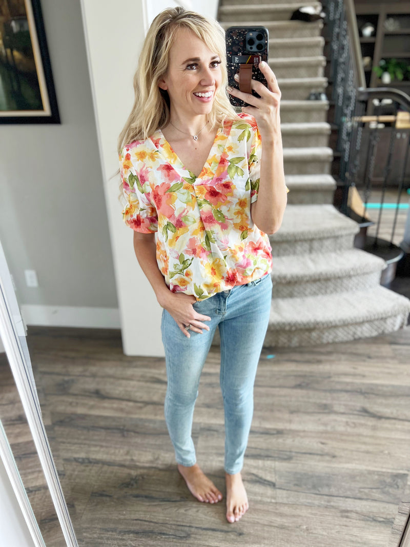 Everything's Fine Floral Puff Sleeve Top
