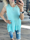 Along For the Journey High Neck Tiered Tank in Seafoam
