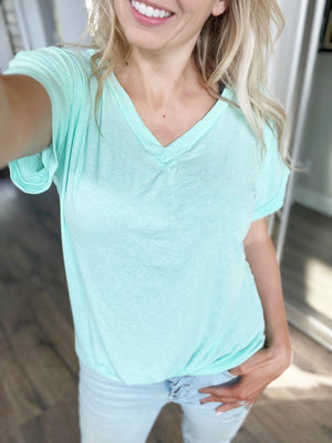 Little Something Comfy V-Neck Short Sleeve (Multiple Colors)