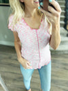 See You Tonight V-Neck Cap Sleeve in Pink