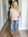 Made You Look Henley Style Striped Tank in Blush and White