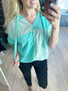 Beach Bum 2 Tone Terry Color Block Hoodie in Mint