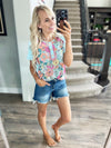 Something to Celebrate Floral Top in Aqua
