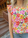 Discovery Ruffled Short Sleeve Floral Top