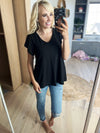 Wish Upon a Star Eyelet Short Sleeve Top in Black
