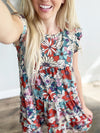 Back to Life Floral Print Tiered Dress in Teal and Poppy