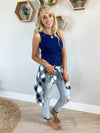 It's a Date Plaid Top in Navy