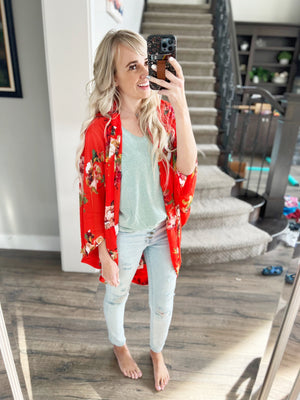 Born to Be Bold Floral Cardigan in Coral
