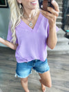 Disappearing Act V-Neck Short Sleeve Blouse (Multiple Colors)