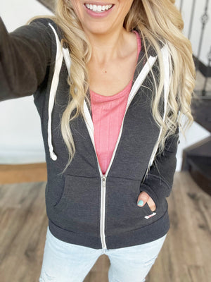 Go Crazy Full Zip Hoodie in Charcoal