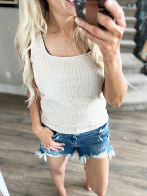 Cute As Can Be Cable Knit Tank Top (Multiple Colors)