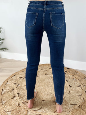 White Birch Next Time Distressed Mid-Rise Skinny Jeans