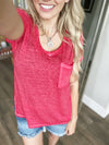 **Deal of the Day** No Fool Washed Melange Burnout Scoop V-Neck Top (Multiple Colors)