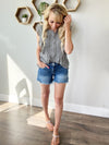 The Secret of Success Pin Tuck Sleeveless Blouse in Charcoal