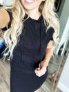 Casually Chic Hooded Short Sleeve Dress in Black
