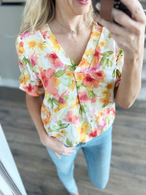 Everything's Fine Floral Puff Sleeve Top