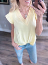 Back Home Lace V-Neck Blouse in Light Yellow
