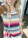 Worlds Apart Sleeveless Multi Colored Stripe Mini Dress