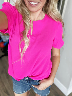 Hello Darling Blouse in Hot Pink