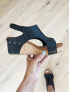 Very G Broken Promises Tooled Wedge Sandals in Black (SALE)
