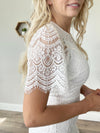 Opportunity Knocks Lace Dress in Off White