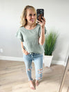 Night of My Life Ruffle Sleeve Top in Sage