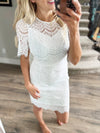 Opportunity Knocks Lace Dress in Off White