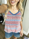Showstopper V-Neck Tank Chevron Tank in Red, White, & Blue